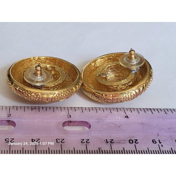 Christian Dior Medallion Pierced Earrings - Signed Vintage Chic Estate Find - Picture 10 of 11